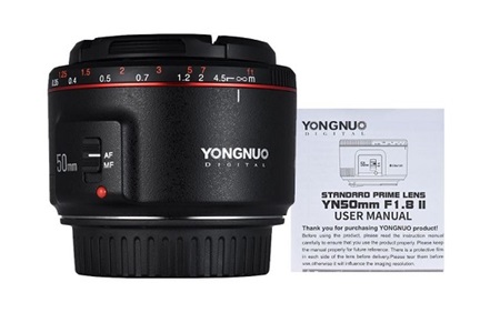 Yongnuo 50mm F1.8 II Canon Uyumlu Otofokus Prime Lens Siyah